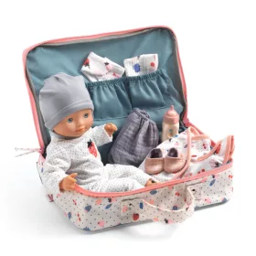 Djeco Játékbaba kiegészítőkkel - Vani bőröndje - Vanille's suitcase, 0–2 év, Többszínű