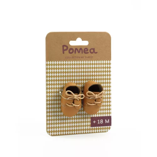 Djeco Játékbaba cipő - Barna cipőcske - Brown shoes, 0–2 év, Vegyes anyag
