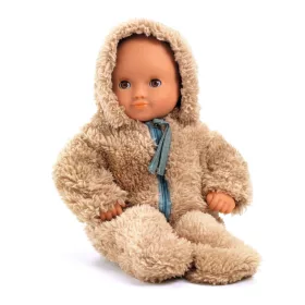 Djeco Játékbaba ruha - Tél, kapucsínó kezeslábas - Winter, 0–2 év, Többszínű