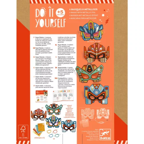 Djeco Csináld magad! - Fémfóliás Robot arcmaszkok - Super robots, 3–5 év, Többszínű