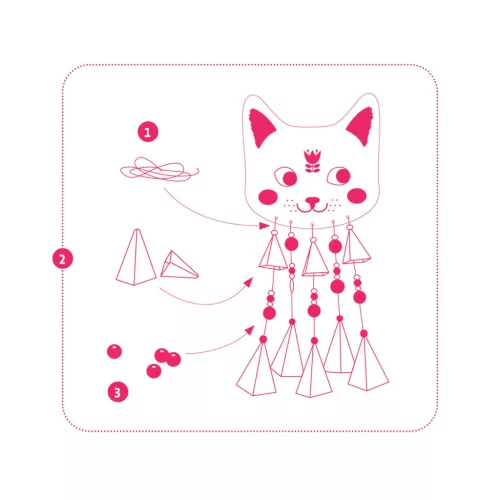 Djeco Készítsd magad! - Kitty szélcsengő - Kitty, 3–5 év, Többszínű