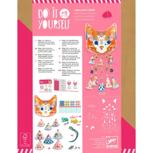 Djeco Készítsd magad! - Kitty szélcsengő - Kitty, 3–5 év, Többszínű
