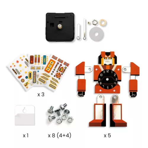 Djeco Csináld magad! - Falióra fiúszobába - IdőRobi - Robotime, 3–5 év, Többszínű