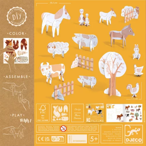 Djeco Készítsd magad! - Élet a tanyán 3D-ben - Farm, 3–5 év, Többszínű
