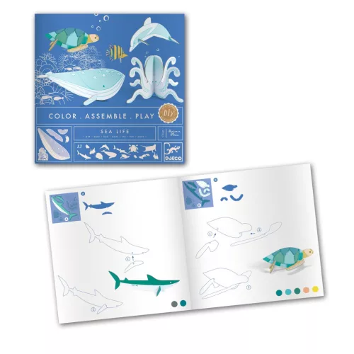 Djeco Készítsd magad! - Élet a tengerben 3D-ben - Sea life, 3–5 év, Többszínű