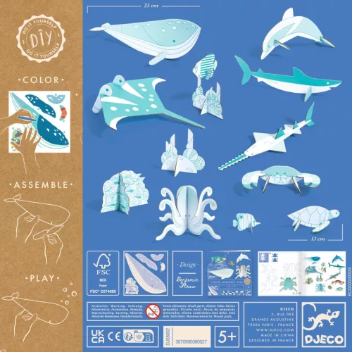 Djeco Készítsd magad! - Élet a tengerben 3D-ben - Sea life, 3–5 év, Többszínű