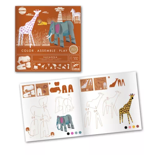 Djeco Készítsd magad! - Élet a szavannán 3D-ben - Savanna, 3–5 év, Többszínű