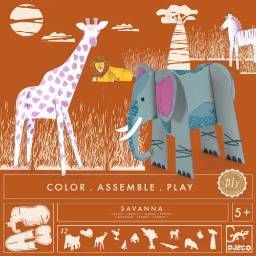 Djeco Készítsd magad! - Élet a szavannán 3D-ben - Savanna, 3–5 év, Többszínű