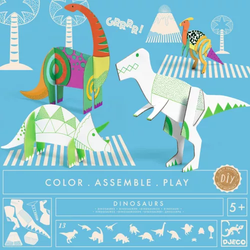 Djeco Készítsd magad! - Dínó világ 3D-ben - Dinosaurs, 3–5 év, Többszínű