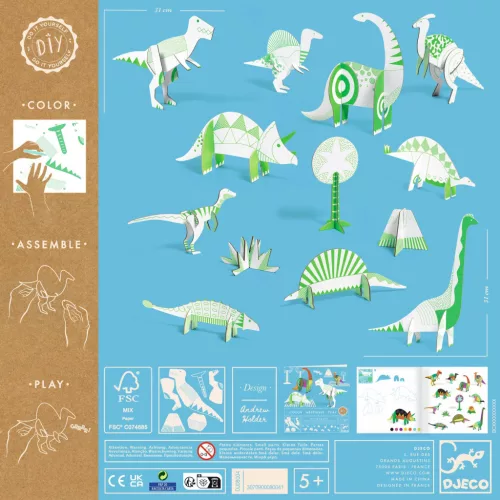 Djeco Készítsd magad! - Dínó világ 3D-ben - Dinosaurs, 3–5 év, Többszínű