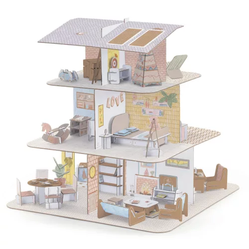Djeco Készítsd magad! - Baba ház bútorokkal 3D-ben - Doll’s house, 6–8 év, Többszínű
