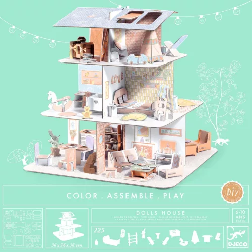 Djeco Készítsd magad! - Baba ház bútorokkal 3D-ben - Doll’s house, 6–8 év, Többszínű