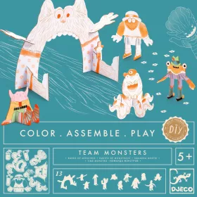 Djeco Csináld magad - Szörnykommandó 3D-ben - Team monsters, 3–5 év, Többszínű