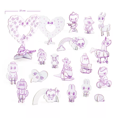 Djeco Csináld magad - Cukiföld lakói 3D-ben - Kawaii world, 3–5 év, Többszínű