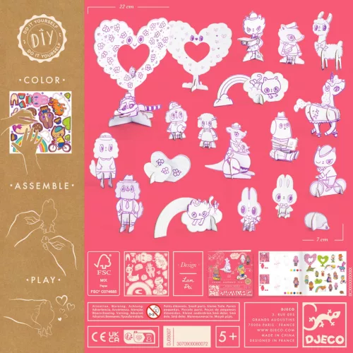 Djeco Csináld magad - Cukiföld lakói 3D-ben - Kawaii world, 3–5 év, Többszínű
