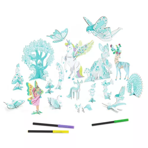 Djeco Csináld magad - Tündérliget lakói 3D-ben - Fairy world, 3–5 év, Többszínű