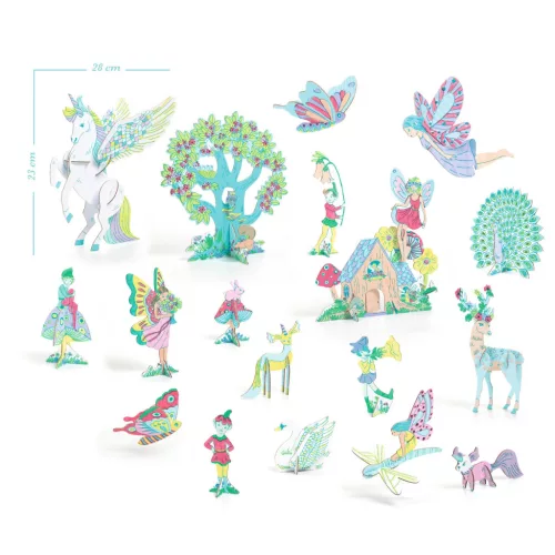 Djeco Csináld magad - Tündérliget lakói 3D-ben - Fairy world, 3–5 év, Többszínű