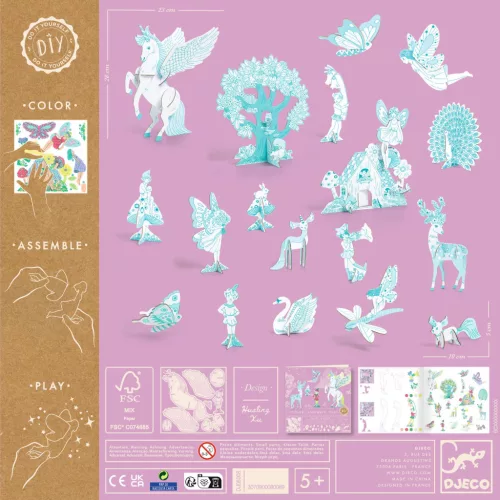 Djeco Csináld magad - Tündérliget lakói 3D-ben - Fairy world, 3–5 év, Többszínű