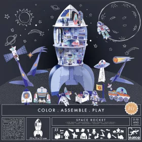 Djeco Csináld magad! - Űrrakéta 3D-ben - Space rocket, 3–5 év, Többszínű