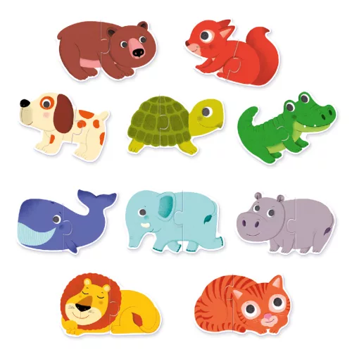 Párosító puzzle - Állatos, 20 db-os - Animals