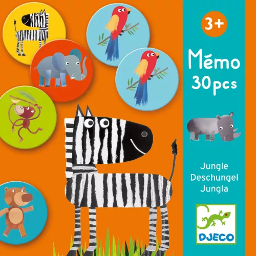 Djeco Memóriajáték - Dzsungelben, 30 db-os - Jungle, 3–5 év, Többszínű