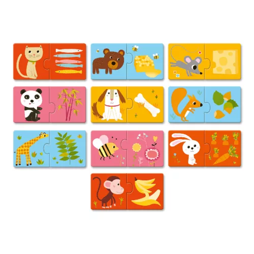Párosító puzzle - Ki mit eszik? (20 db-os)