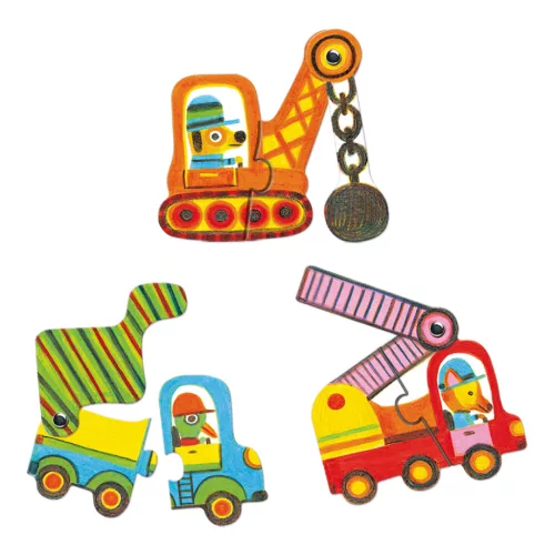 Párositó puzzle - Munkagépek, 12 db-os - Articulo vehicles