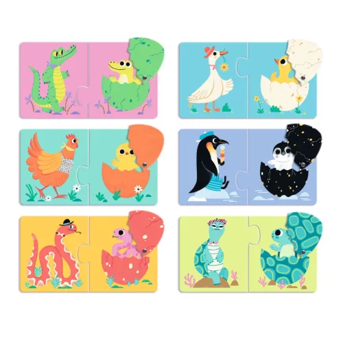 Párosító puzzle - Kié a tojás, 12 db-os - Funny eggs