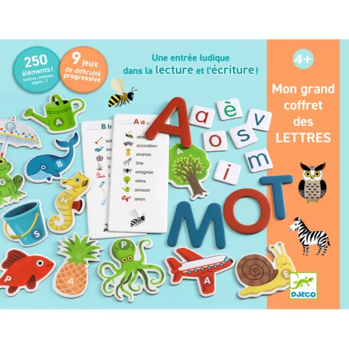 Djeco Fejlesztő játék - Csak Francia nyelvre - Grand coffret Lettres, 3–5 év, Többszínű