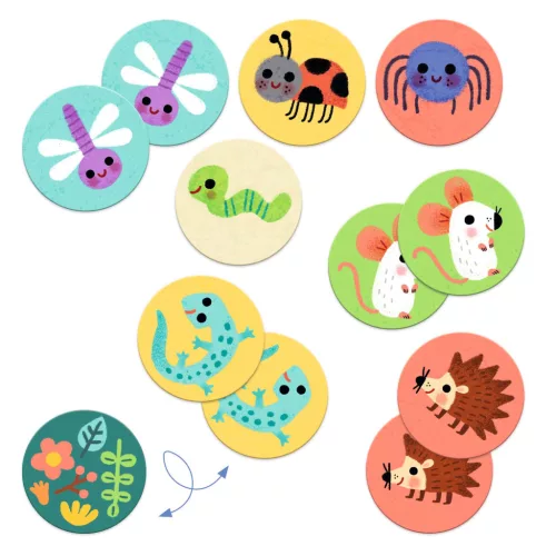 Djeco Memóriajáték - Kicsi állatok - Memo Small animals, 3–5 év, Többszínű