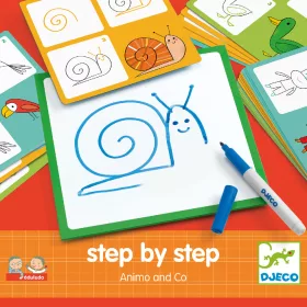 Djeco Rajzolás lépésről lépésre - Állatok - Step by step Animals and Co, 3–5 év, Többszínű