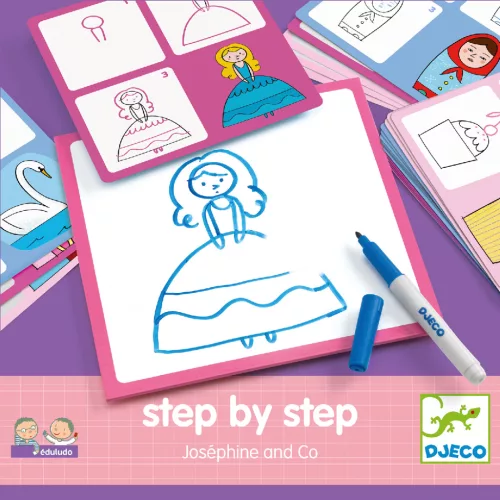 Djeco Rajzolás lépésről lépésre - Hercegnő - Step by step Joséphine and Co, 3–5 év, Többszínű