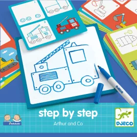 Djeco Rajzolás lépésről lépésre - Járművek - Step by step Arthur and Co, 3–5 év, Többszínű