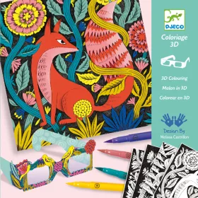 Djeco Festés és színezés filctollal - Fantázia kerekerdő 3D - Fantasy forest 3D, 3–5 év, Többszínű