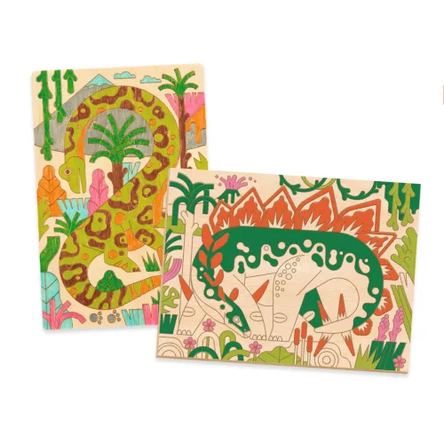 Djeco Művészeti műhely - Színező, Dinóvilág - Dino world, 3–5 év, Többszínű