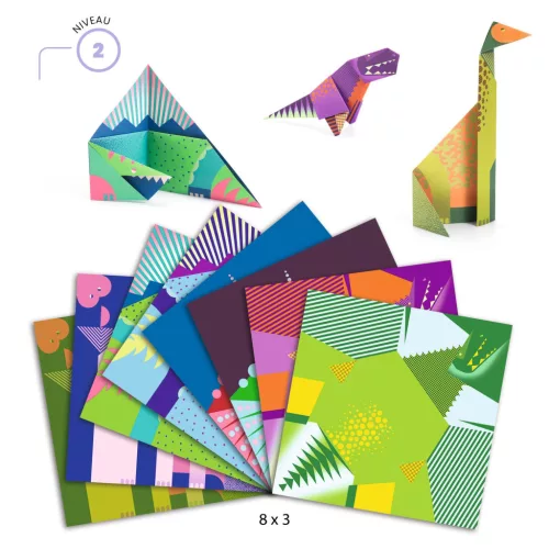 Djeco Origami - Dinoszauruszok - Dinosaurs, 3–5 év, Többszínű