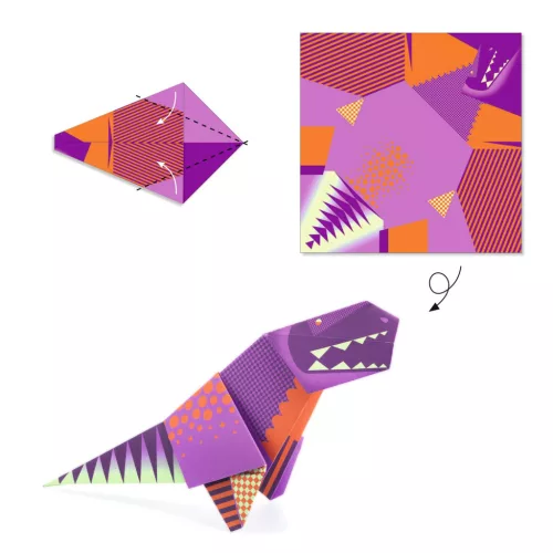 Djeco Origami - Dinoszauruszok - Dinosaurs, 3–5 év, Többszínű
