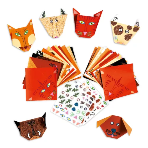 Djeco Origami - Állatok - Origami animals, 3–5 év, Többszínű