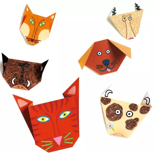 Djeco Origami - Állatok - Origami animals, 3–5 év, Többszínű