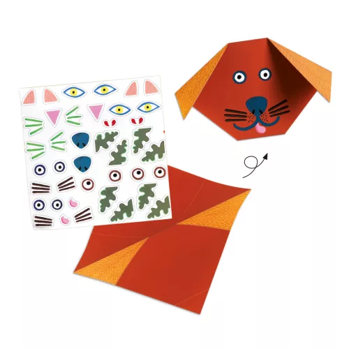 Djeco Origami - Állatok - Origami animals, 3–5 év, Többszínű
