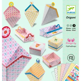 Djeco Origami - Doboz hajtogatás - Kirigami Small boxes, 3–5 év, Többszínű