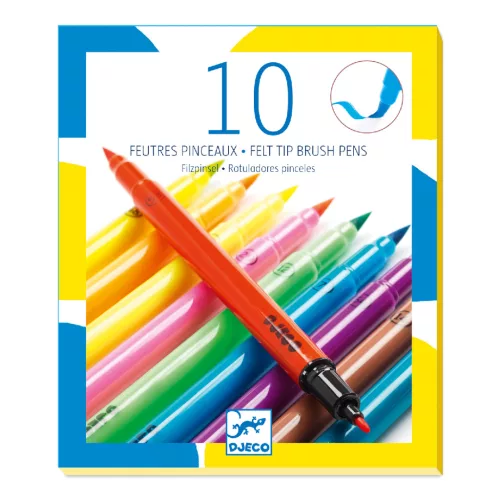 Djeco Ecsetfilc készlet - 10 ragyogó szín - Pop colors, 3–5 év, Többszínű