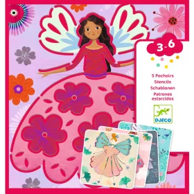 Djeco Rajzsablonok - Tündérek - Fairies, 3–5 év, Többszínű