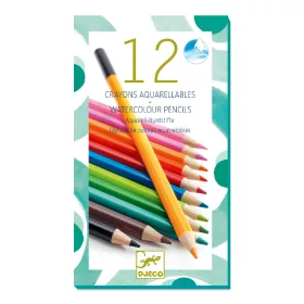 Djeco Akvarellceruza készlet - 12 szín, kettő az egyben - Watercolour crayons, 3–5 év, Többszínű