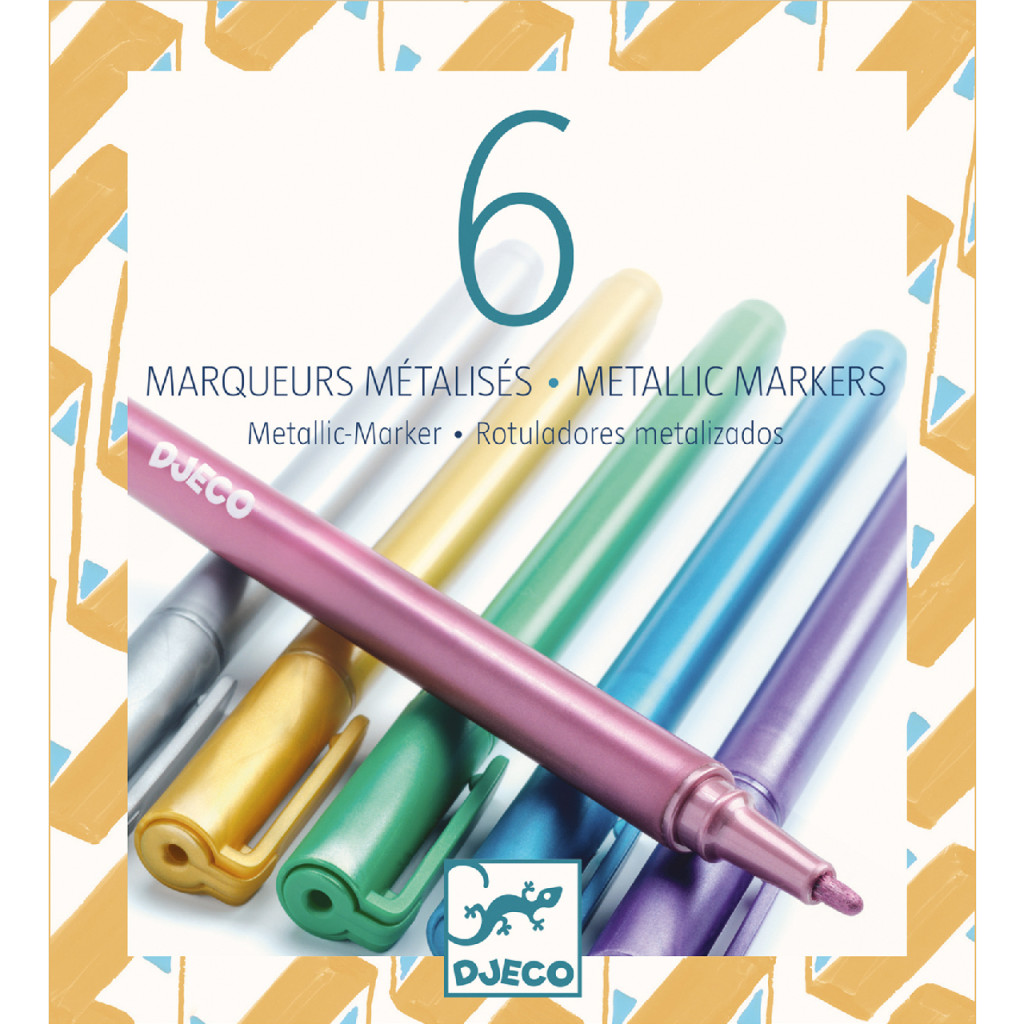 Filctoll készlet - 6 fémfesték filctoll - 6 metalic markers – fő nézet