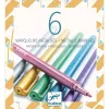Djeco Filctoll készlet - 6 fémfesték filctoll - 6 metalic markers, 3–5 év, Többszínű