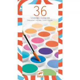 Djeco Korongos gouache festék - 36 szín, 3–5 év, Többszínű