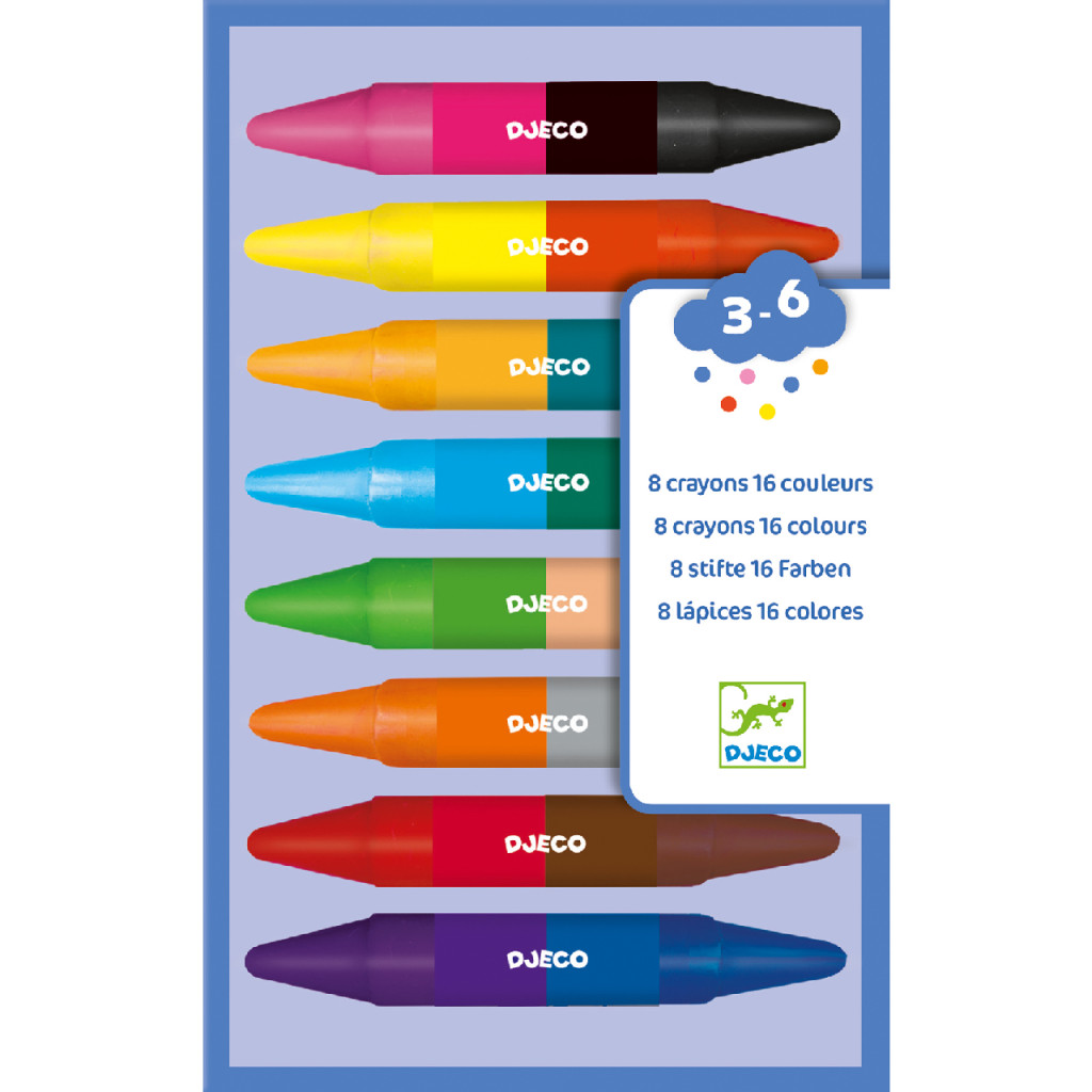 Zsírkréta készlet - 8 duplavégű zsírkréta - 8 twins crayons – fő nézet