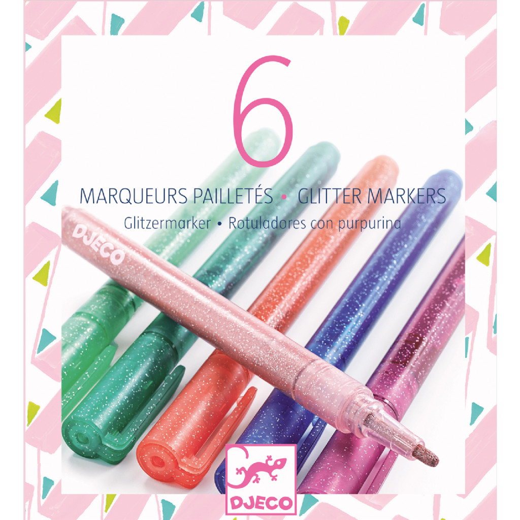 Filctoll készlet - Csillám fílctoll 6 színben - 6 glitter markers - sweet – fő nézet