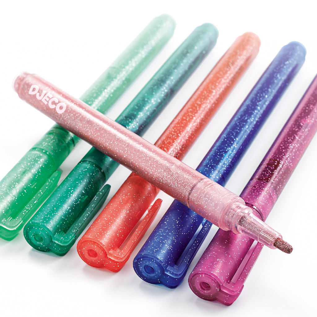 Filctoll készlet - Csillám fílctoll 6 színben - 6 glitter markers - sweet – alternatív kép 2